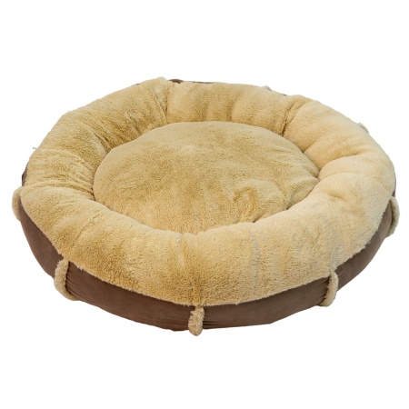 Лежак подушка Pet Choice для собак и кошек, круглый 76х76х15 см, меховой, бежевый