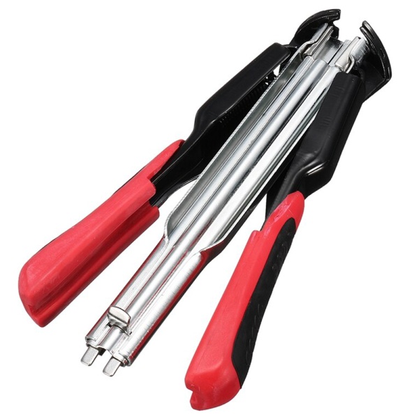 Инструмент скобообжимной С-тип для клеток автоматический 8-12 мм, красный + скобы 100 шт.