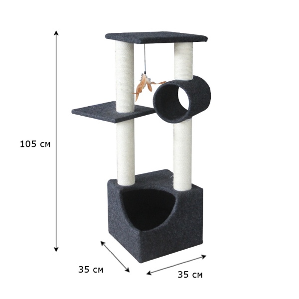 Когтеточка-комплекс 35х35х105 см, черный