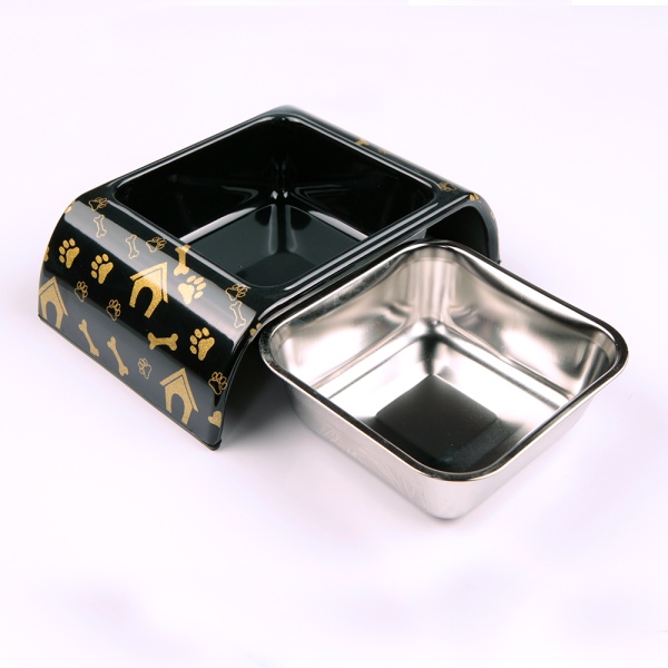 Миска для собак и кошек, 18.5x12x4.5 см, 400 мл, домик, черный