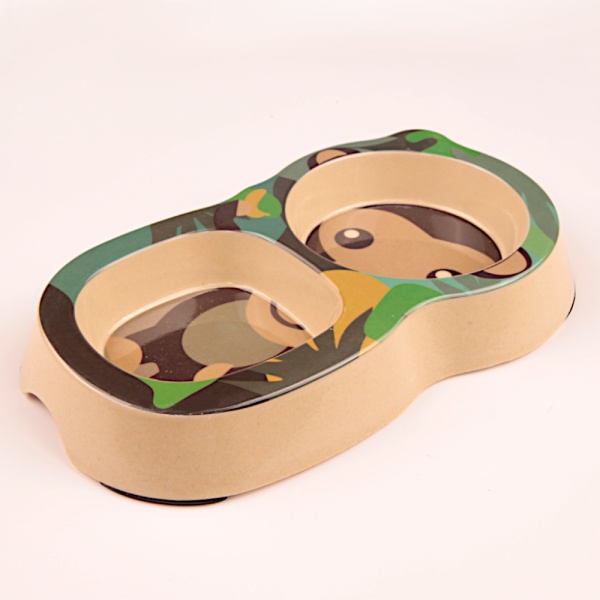 Миска двойная, 26x14.5x3.5 см, 200+250 мл, мартышка