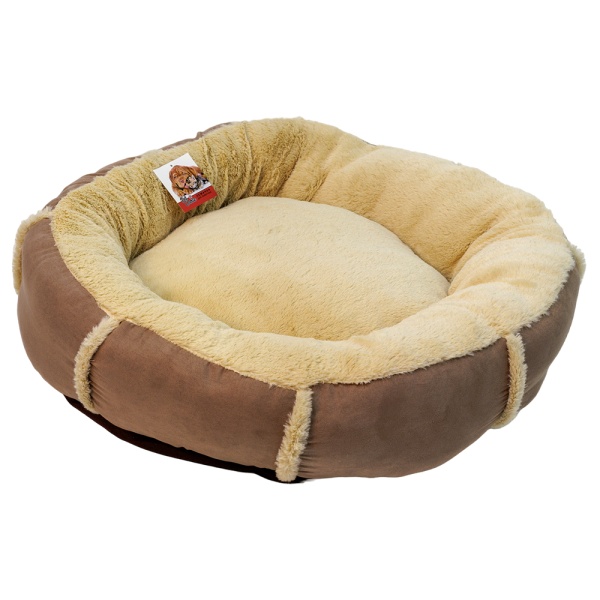 Лежак подушка Pet Choice для собак и кошек, круглый 66х66х15 см, меховой, бежевый