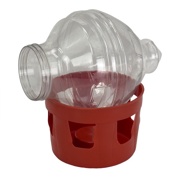 Поилка вакуумная 5 л с окошками для голубей, красная 