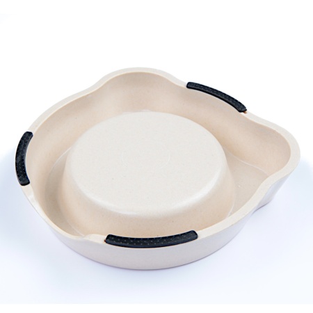 Миска для собак и кошек бамбуковая, 14.5x14.5x3.5 см, 260 мл, бежевый