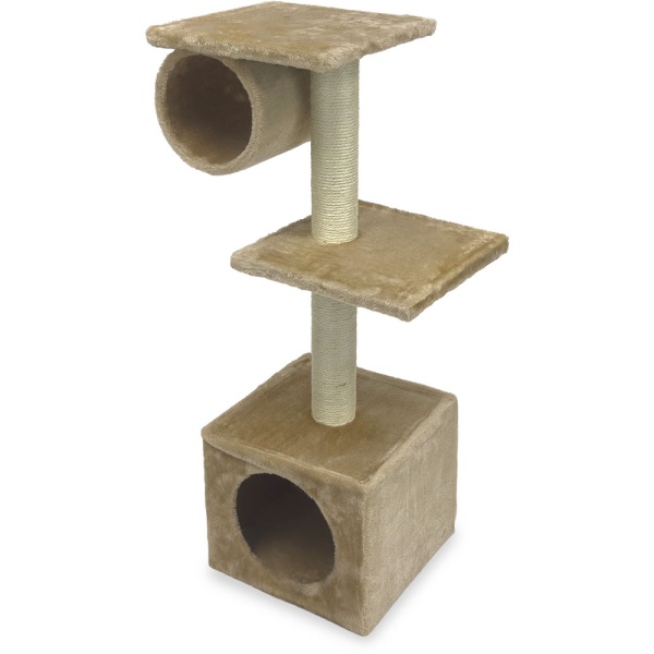 Когтеточка-комплекс 30х30х88 см с цилиндром, бежевый