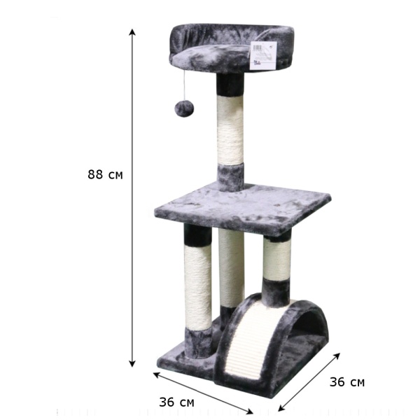 Когтеточка-комплекс 36х36х88 см, темно-серый