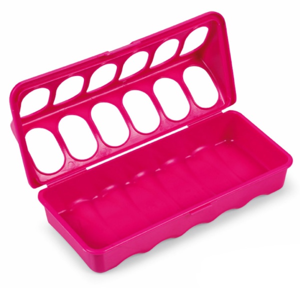 Кормушка-поилка лотковая 20 см пластик для цыплят, розовый