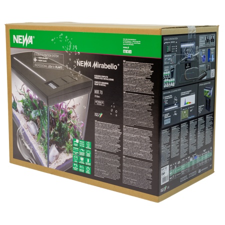 Аквариум Newa Mirabello MIR 70D Daylight LEDS, 70 л, с фильтром, нагревателем и освещением рассвет-закат, серый NEW VERSION