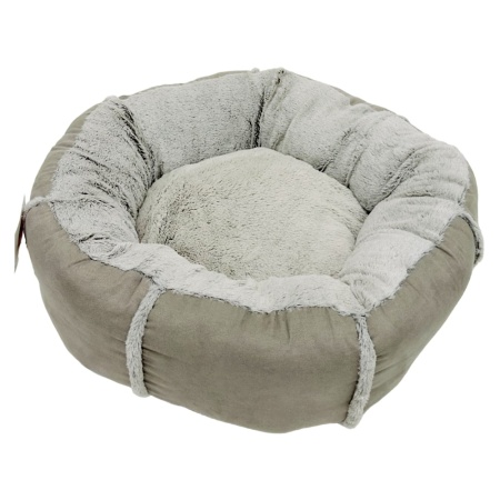 Лежак подушка Pet Choice для собак и кошек, круглый 76х76х15 см, меховой, серый