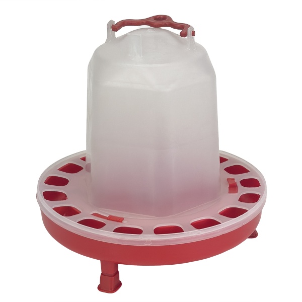 Поилка вакуумная 10 л с винтовой пробкой и ручкой на ножках для кур, домашней птицы