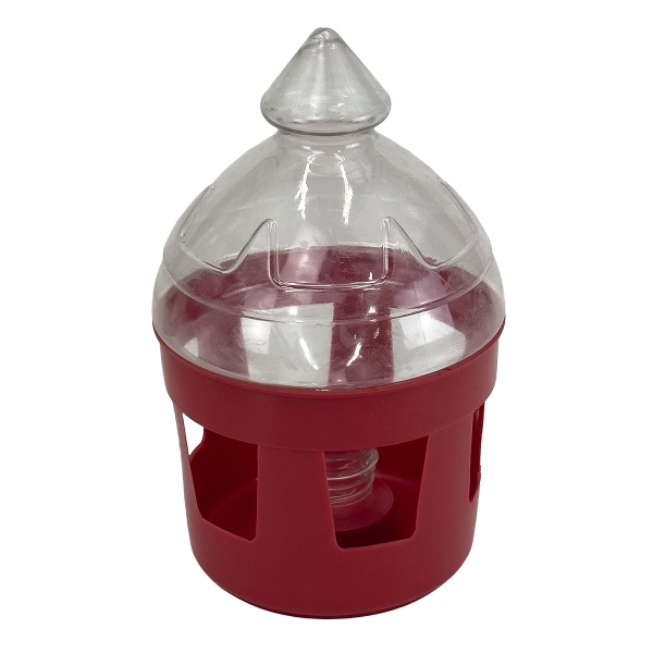 Поилка вакуумная 3 л с окошками для голубей, красная