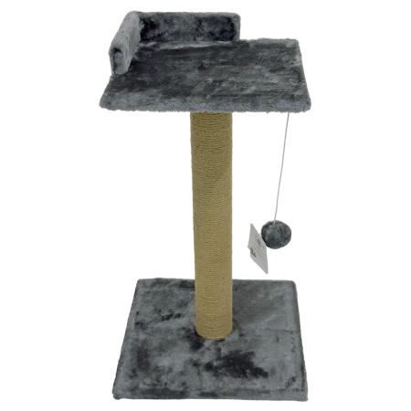 Когтеточка-лежак 35х35х60 см, c игрушкой, темно-серый