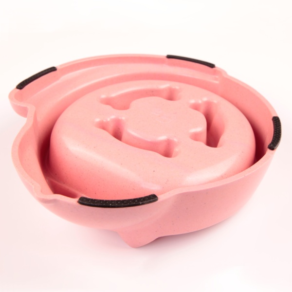 Миска для медленного кормления из бамбука, 26.9x23.2x7.2 см, 700 мл, розовый