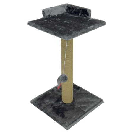 Когтеточка-лежак 35х35х60 см, c игрушкой, темно-серый