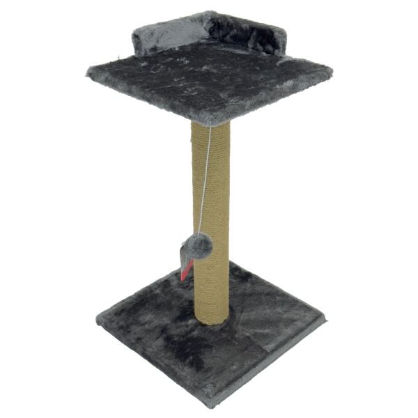 Когтеточка-лежак 35х35х60 см, c игрушкой, темно-серый