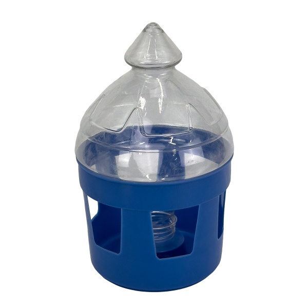 Поилка вакуумная 3 л с окошками для голубей, синяя