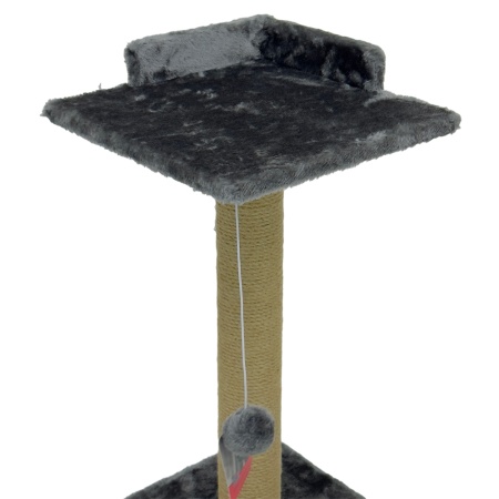 Когтеточка-лежак 35х35х60 см, c игрушкой, темно-серый