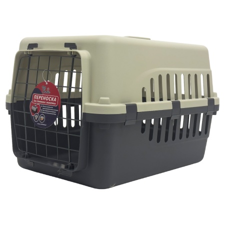 Переноска Safari Range 50х35х32 см для кошек и собак Pet Choice с металлической верхней решеткой, серый​