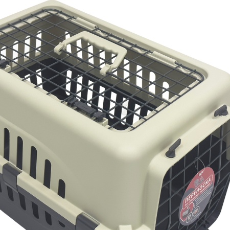 Переноска Safari Range 50х35х32 см для кошек и собак Pet Choice с металлической верхней решеткой, серый​