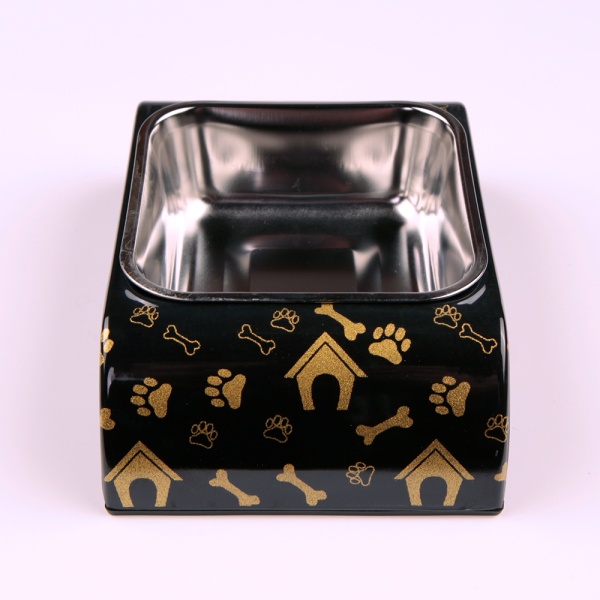 Миска для собак и кошек, 18.5x12x4.5 см, 400 мл, домик, черный