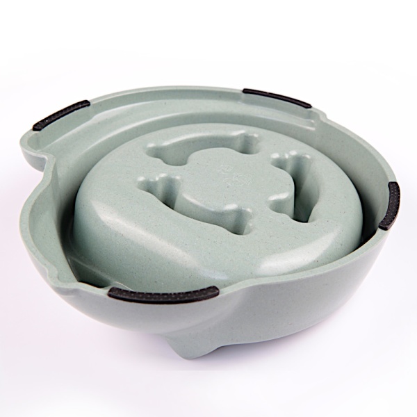 Миска для медленного кормления из бамбука, 26.9x23.2x7.2 см, 700 мл, зеленый