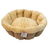 Лежак Pet Choice для собак и кошек, круглый с бортом 60х60х17 см, меховой, коричневый