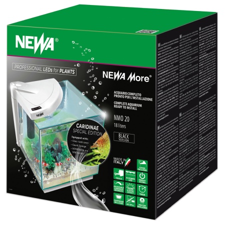 Креветочник Newa More Сaridinae NMO 20 CRNE Daylight LED 18 л с крышкой, фильтром, нагревателем, освещением рассвет-закат, черный NEW VERSION