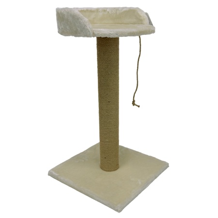 Когтеточка-лежак 40х40х70 см, с канатом, кремовый 