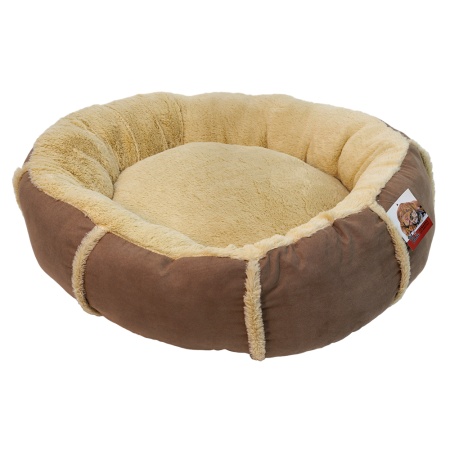 Лежак подушка Pet Choice для собак и кошек, круглый 76х76х15 см, меховой, бежевый