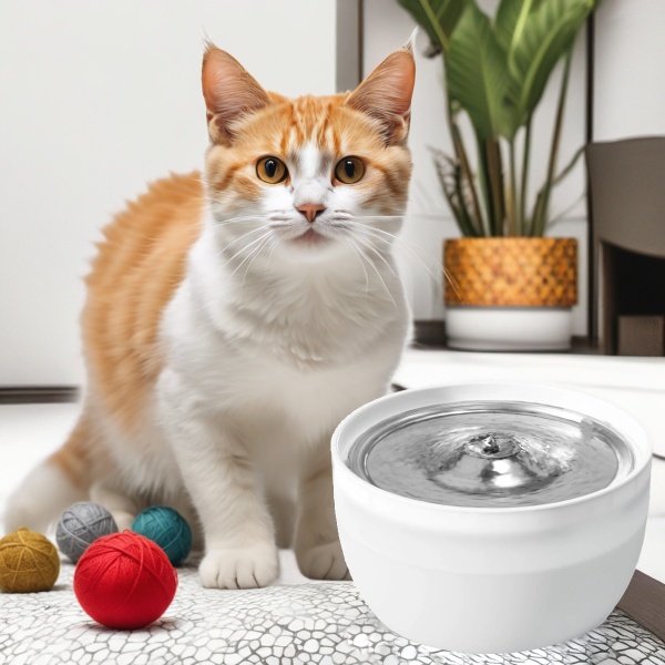 Автопоилка фонтан Petwant W8, 3 л, нержавеющая сталь, для кошек и собак, белая