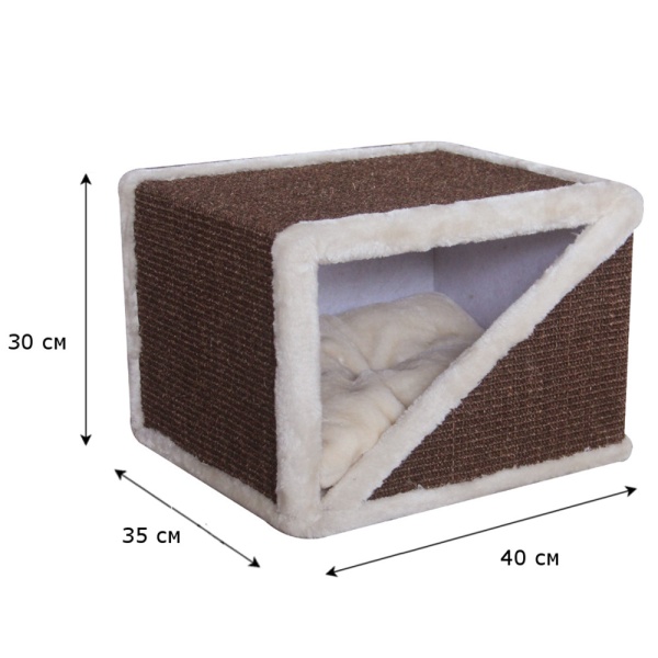 Когтеточка-домик 40х35х30 см, коричневый