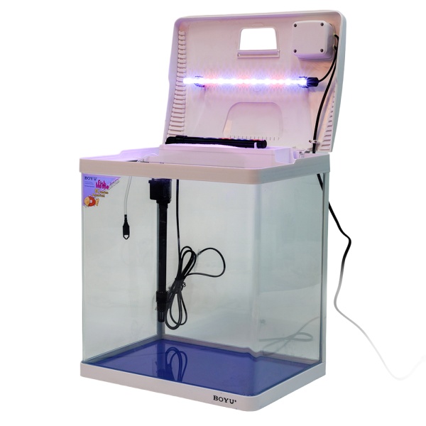 Аквариум с тумбой Boyu EC-400 панорамный, 33 л, с фильтром и LED-лампой, белый