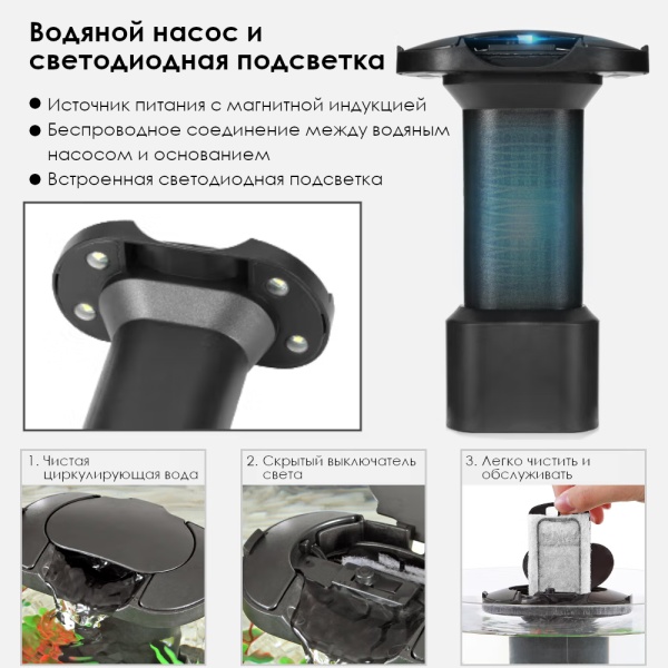 Аквариум Boyu DY-1 Desktop панорамный 3,6 л, настольный с фильтром и светильником