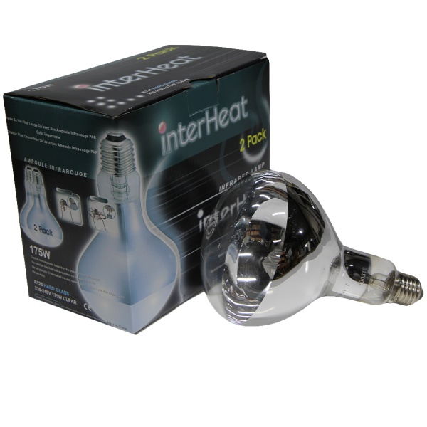 Лампа инфракрасная 175 Вт InterHeat, Е27 R125, закаленное стекло, прозрачная