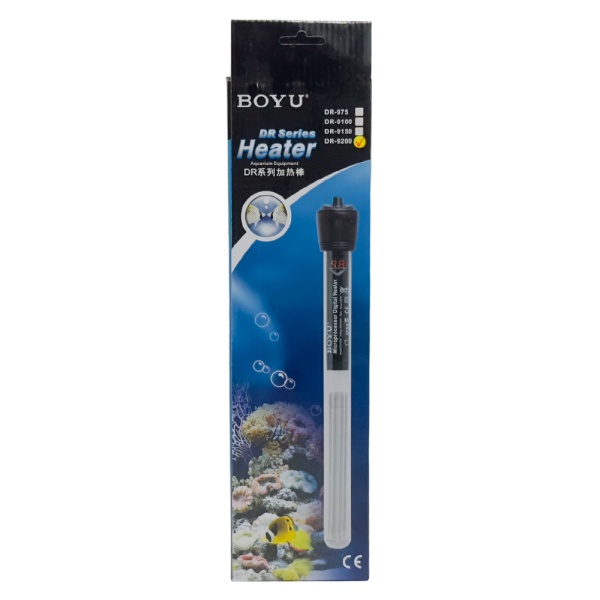 Нагреватель для аквариума Boyu DR-9200 с терморегулятором, LED индикатором и дисплеем, 200 Вт на 190-250 л