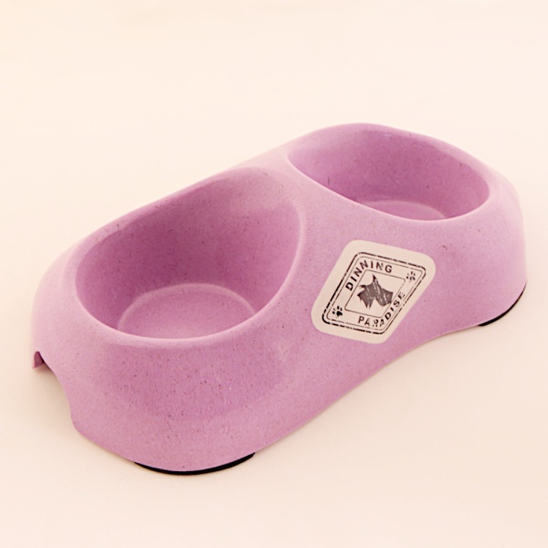 Миска двойная, 26.5x15.5x7 см, 200+200 мл, розовый