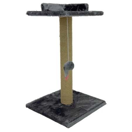 Когтеточка-лежак 35х35х60 см, c игрушкой, темно-серый