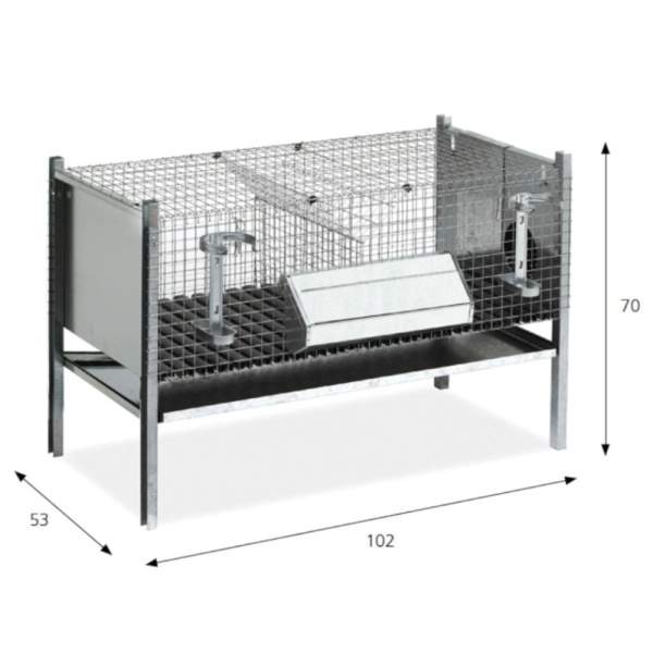 Клетка для кроликов 102 см двухсекционная для отлучения 